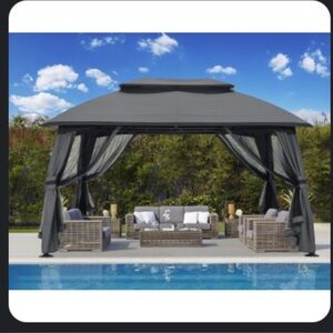 BRAND NEW - Steel patio Gazebo 13 x 10 Ft - Dark Grey - IN BOX
